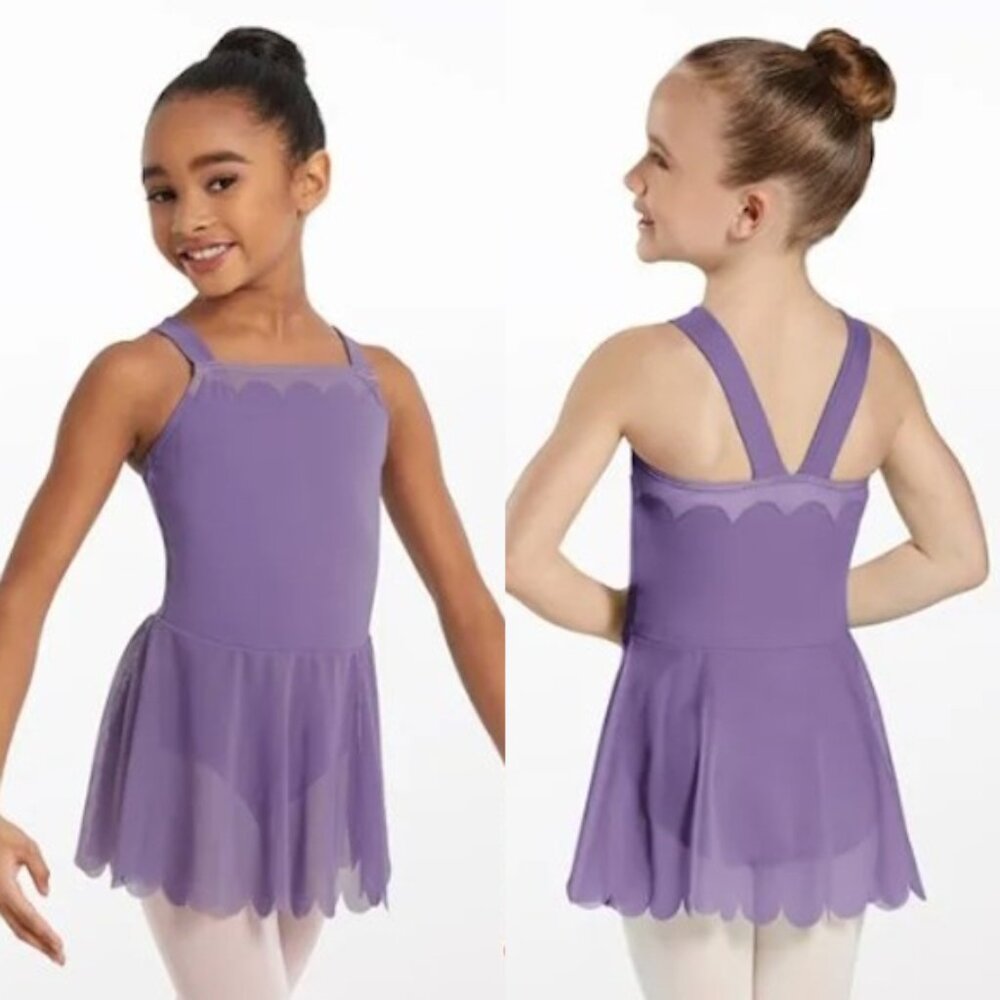 Weissman Dance Dress Scalloped Edge Purple Sz Intermediate Child Leotard Costume